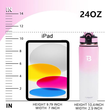 32oz Insulated Water Bottle with Straw Lid & Spout Lid & Paracord Handle, Stainless Steel Water Bottle Wide Mouth, Double Wall for Women Men Gym Fitness Outdoor