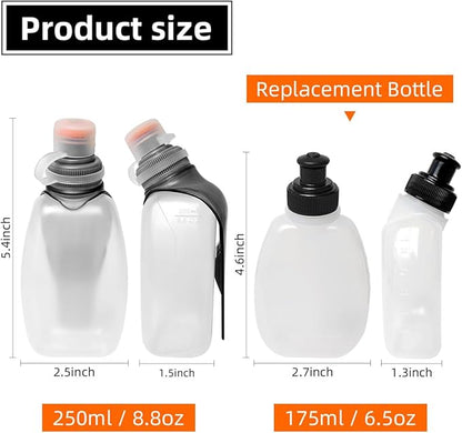 Sports Water Bottles 8.5 Ounce(250ml) &6 Ounce（175ml）,BPA Free for Running, Cycling, Walking, Indoor, Outdoor - 2 Pcs