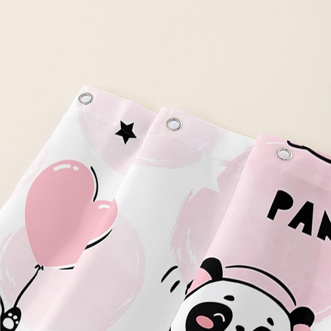 AILONEN Panda Shower Curtain for Bathroom, Cute Kawaii Panda Kids Bathroom Curtain,Pink Cartoon Bath Curtain 36" W*72" H Polyester Waterproof Bathroom Curtain with 12 Hooks