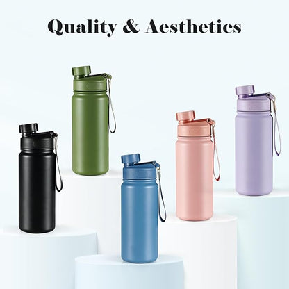 25 oz gym water bottle with straw, leak proof - men's/women's sports metal water bottle - double vacuum insulated stainless steel water bottle for gym, outdoors or traveling