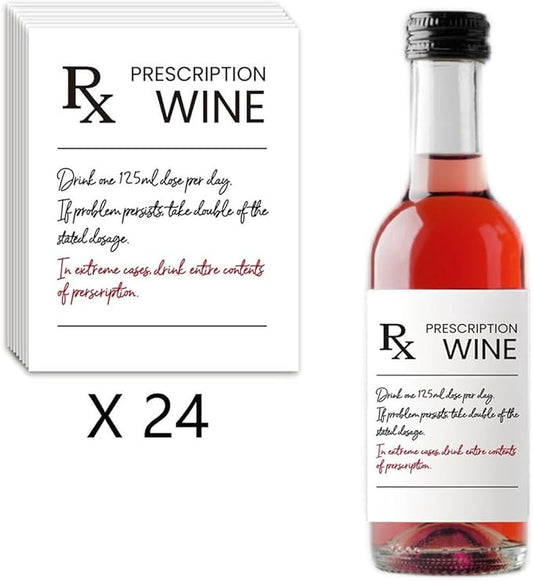 24Pcs Pharmacist RX Mini Wine Labels, Humor Pharmacist Retirement Appreciation Birthday Graduation Gifts for Women Men, Funny Pharmacy Technician Gift Mini Wine Bottle Stickers Labels