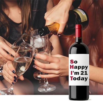 8 Pcs 21st Birthday Gifts for Her Him Wine Labels, 21 Year Old Birthday Gifts for Her Women Men Wine Bottle Labels, Happy 21st Birthday Party Decorations for Her Him Wine Bottle Stickers