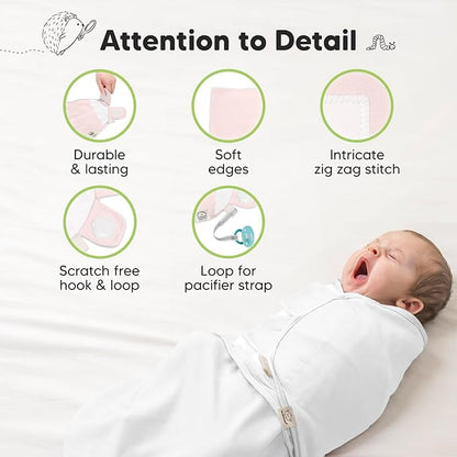 3-Pack Organic Baby Swaddle Sleep Sacks - Newborn Swaddle Sack, Ergonomic Baby Swaddles 0-3 Months, Swaddles for Newborns, Baby Sleep Sack, Baby Swaddle Blanket Wrap, Baby Essentials (Candy)