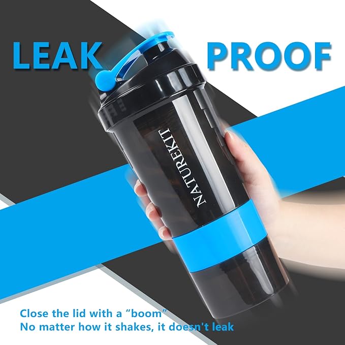 Shaker Bottle,Protein Shaker Bottle, 16 oz GYM Shaker Cup with shaker Ball,Shaker Cups for Protein Shakes, Drink Mixer Bottle with Storage,BAP Free,Leakproof,Blue