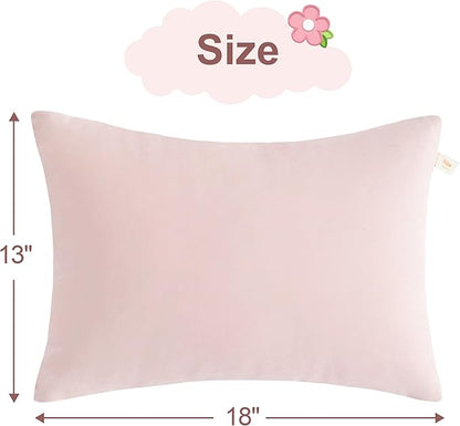 BEDSUM 2 Pack Pillows, 13"x18" Microfiber Pillows for Travel, Pets, Soft and Machine Washable Small Pillows for Neck, Wrist, and Knee Comfort, Pink