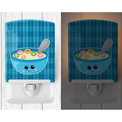 Caroline's Treasures BB6845CNL Blue Bowl of Cereal Ceramic Night Light Compact, UL-Certified, Ideal for Bedroom, Bathroom, Nursery, Hallway, Kitchen, 6x4x3, Multicolor