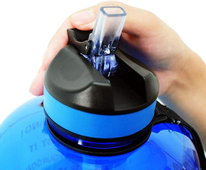 QuiFit Motivational Gallon Water Bottle - with Straw & Time Marker BPA Free Large Reusable Sport Water Jug with Handle for Fitness Outdoor Enthusiasts Leak-Proof