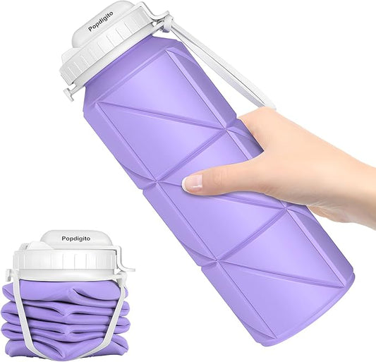 690ML Collapsible Water Bottles Reusable Leak Proof Silicone Water Bottle BPA Free Durable Foldable Sports Bottles & straw 23oz Lightweight Bottle for Gym Hiking Biking Camping Travel Bottle