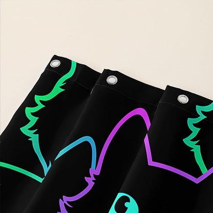 AILONEN Cute Cat Shower Curtain for Bathroom,Gradient Line Kawaii Kitten Bath Curtain for Kids Boys Girls,Color Cartoon Animal Polyester Waterproof with 12 Plastic Hooks 72" W*84" H