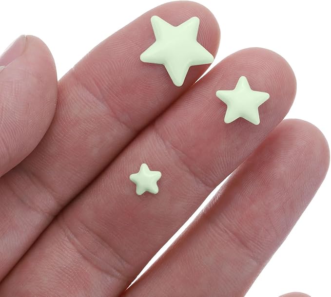 MECCANIXITY Glow in The Dark Star Decals Decor Green Wall Stickers for Ceiling Bedroom Bedding Room 6 Set