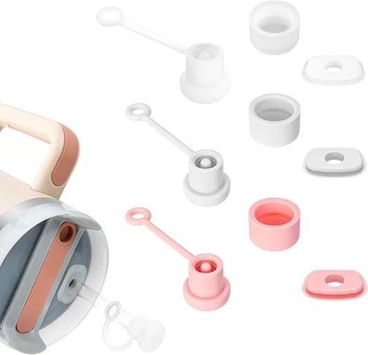 3 Set Spill Stoppers for Stanley 20oz/30oz/40oz/64oz, Leak Proof Accessories for Stanley Tumbler with Straw Cap and Square Pad and Round Cover (Mixed, 3)