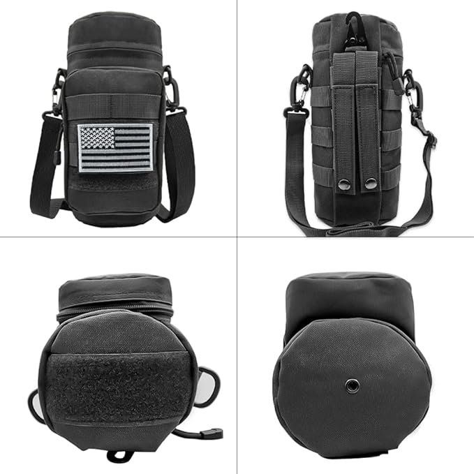 Outdoor Military Tactical Water Bottle Bag, Multi-Function Mount Water Bottle Bag for Camping Trip, with Adjustable Shoulder Strap, Large-Capacity Water Bottle Bag on Waist