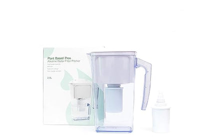 Alkaline Water Filter Pitcher - 2.5L Healthy Pure Water Ionizer, Two 60-Day Activated Carbon Filters, BPA Free, Healthy, Clean, Toxin - Updated 2024