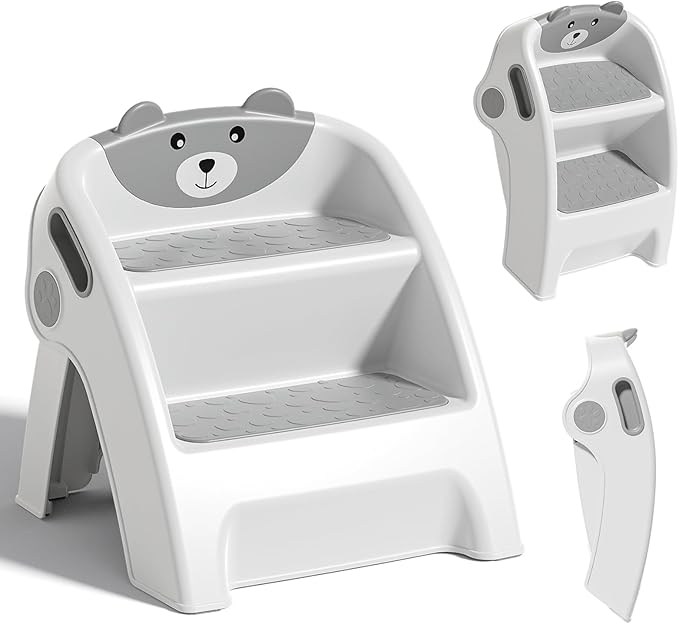 Toddler Step Stool for Bathroom Sink and Potty Training Durable Anti-Slip,Anti-Tip A-Frame,10-Second Assembly, 2-Step Potty Stool with Wide Steps,CPC Certified for Safe and Kids Easy Hand Washing