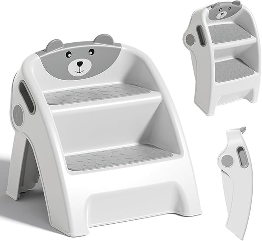 Toddler Step Stool for Bathroom Sink and Potty Training Durable Anti-Slip,Anti-Tip A-Frame,10-Second Assembly, 2-Step Potty Stool with Wide Steps,CPC Certified for Safe and Kids Easy Hand Washing