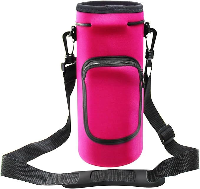 Neoprene Carrier Water Bottle Insulation Sleeve,Waterproof, Anti-Slip, Anti-Scratch Pouch with Shoulder Strap, fit for Owala Insulated Stainless Steel Water Bottle (Rose Red, For 40 oz)