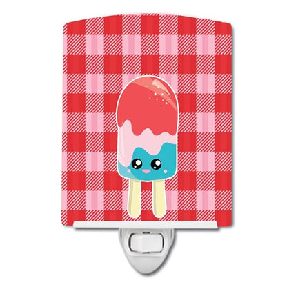 Caroline's Treasures BB7067CNL Ice Pop Popcicle Face Gingham Ceramic Night Light Compact, UL-Certified, Ideal for Bedroom, Bathroom, Nursery, Hallway, Kitchen, 6x4x3, Multicolor