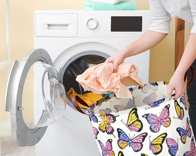 Kids Laundry Hamper,Girls Hamper, Butterfly Laundry Basket,Collapsible Baby Storage Baskets for Girls Room Decor,Nursery Hamper,Bedroom,Toy Organizer, Gift (Butterfly) …