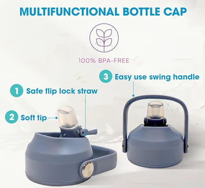 24oz Stainless Steel Vacuum Insulated Water Bottle with Straw Lid and Cleaning Brush, BPA Free, Leakproof, Temp Control, for Hot and Cold Drinks (Cool Mint, 24oz)