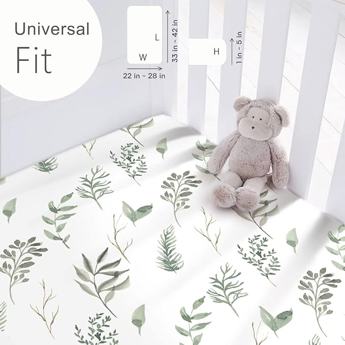 GRSSDER Stretchy Ultra Soft Jersey Knit Fitted Pack n Play Sheets Set 2 Pack, Universal Fitted Portable Pack and Play/Mini Cribs Sheets for Girls, Stylish Watercolor Daisy Flower