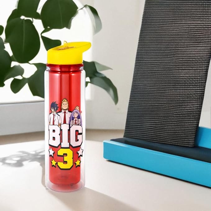 Just Funky My Hero Academia UA’s Big 3 Water Bottle | 17 Oz Plastic Water Bottle | Featuring Tamaki Amajiki, Mirio Togata, Nejire Hado | MHA | Anime Water Bottle | Kitchen Deco | Officially Licensed