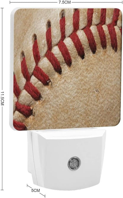 LED Night Lights Lamp with Dusk to Dawn Sensor, Close Up of A Baseball Threads Night Lamp, Night Lights Plug Into Wall for Kids Room, Bedroom, Bathroom, Kitchen, Hallway