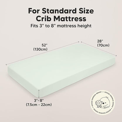 2-Pack Crib Sheets for Boys,Girls - Viscose Derived from Bamboo Fitted Crib Sheet, Organic Baby Crib Sheets, Crib Mattress Sheet,Toddler Bed Sheets,Baby Sheets for Crib Fitted Sheets(Aloe)