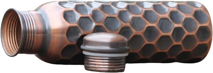 Copper Water Bottle 34oz, Hammered Antique Copper Bottle with Lid Leakproof, Ayurvedic Copper Vessel to Drink More Water for Yoga Gym Sports Travel Daily Use