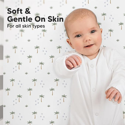 2-Pack Organic Crib Sheets for Boys, Girls - Jersey Fitted Crib Sheet, Baby Crib Sheets Neutral, Crib Mattress Sheet, Cotton Crib Sheets, Breathable Crib Sheet, Baby Mattress Sheets (Roarsome)