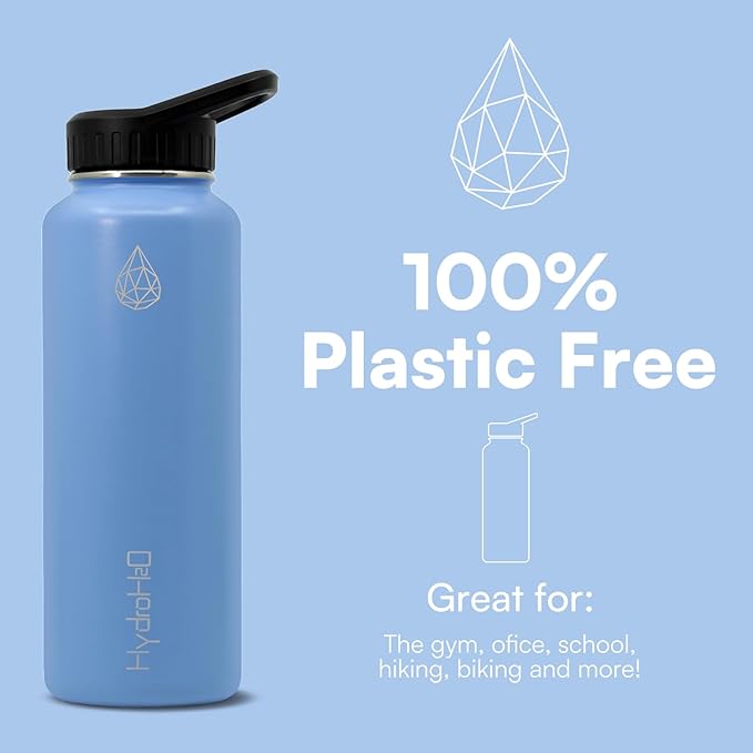 37 oz Insulated Water Bottles with Twist Cap, Stainless Steel Water Bottle, Leak Proof Metal Water Bottle, Resuable Thermos BPA Free Flask, Light Blue