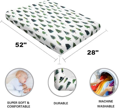 4 Pack Woodland Forest Animals Wood Neutral Unisex Fitted Baby Crib Sheets Set for Baby Boys or Girls Forest