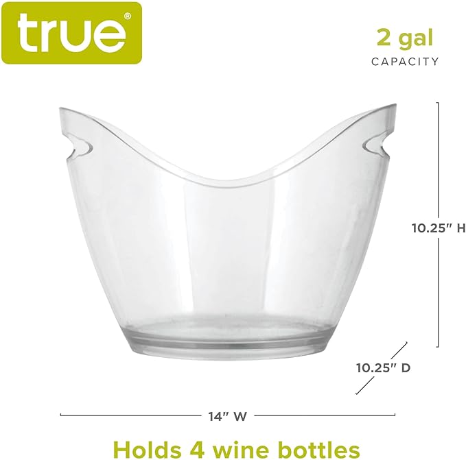 True Chill Wine Ice Bucket, 2 Gallons (7.6 Liters) Clear Champagne Bucket, Acrylic Bucket Party Ice Bucket for Wine Bottles Beer, Home and Outdoor Bar
