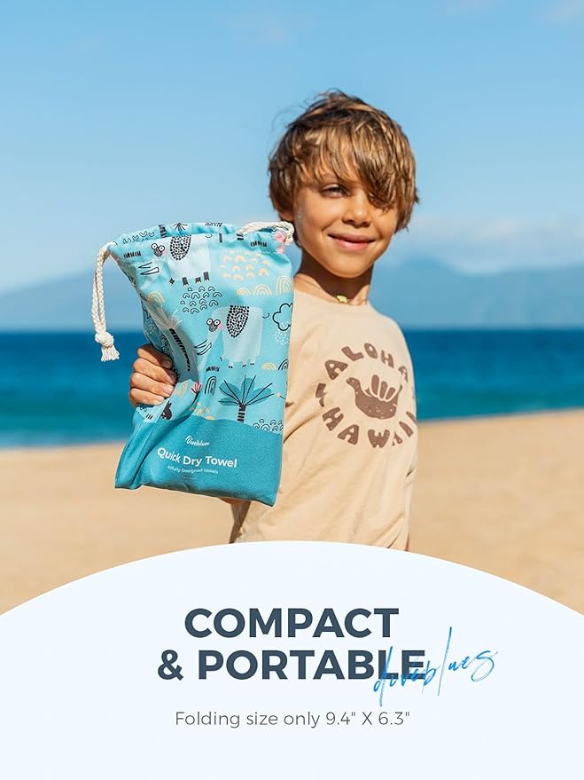 Kids Beach Towel 60''x30'', Quick Dry, Sand Free, Compact, Lightweight, Absorbent, Girls & Boys Large Microfiber Towels for Pool, Swim, Cruise Essentials, Lion