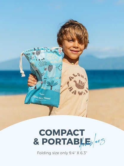 Kids Beach Towel 60''x30'', Quick Dry, Sand Free, Compact, Lightweight, Absorbent, Girls & Boys Large Microfiber Towels for Pool, Swim, Cruise Essentials, Lion