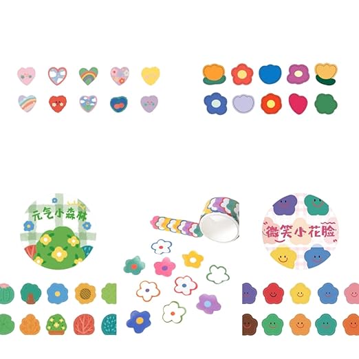 Nature Good Vibes Cute Fun Washi Sticker Tape Decorative Stationery Sticker Roll | Set of 5