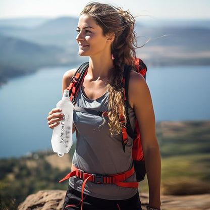 Transparent Frosted Texture Soft Flask, TPU Foldable Running Hydration Flask, for Hydration Packs/Running Vests-Running, Hiking, Cycling Folding Bottle-17 oz/500 ml