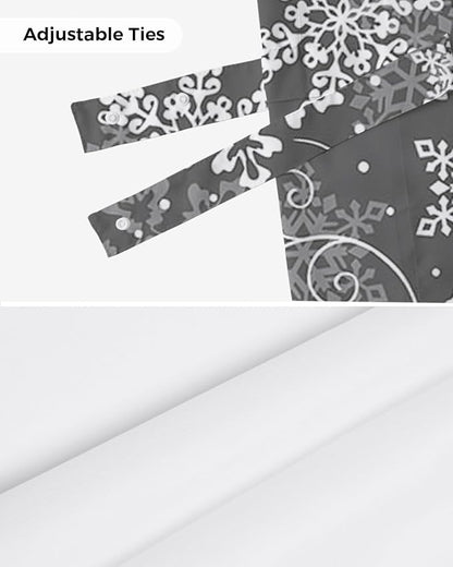 Christmas Blackout Tie Up Valance Curtains for Kitchen Windows Grey White Snowflakes Pattern Window Toppers Balloon Shades for Living Room/Bathroom/Bedroom,1 Panel, 42" X 18", Winter