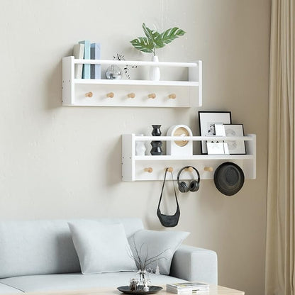 Nursery Floating Shelves for Kids Room, Set of 3 Wall Book Shelves for Kitchen Living Room, Book Shelf Wall Mounted for Baby Kids Bedoom Bathroom (White, 24inch Set 2)