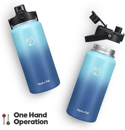 Half Gallon Insulated Water Bottle with 2-in-1 Lid (Chug Lid/Straw Lid), 40/64oz Double Walled Vacuum Stainless Steel Water Bottles, Water Jug with Straw