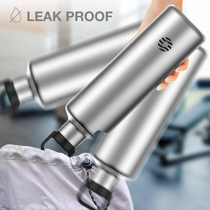 60oz Water Bottle with Carrier Bag, Large Insulated Water Bottle, Stainless Steel Water Bottles, Double Walled Insulated Thermo for Hot Drinks/Cold Drinks,Great for Gym,Hiking,Camping (Silver)