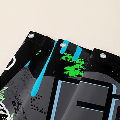 AILONEN Boys Motocross Hip Hop Shower Curtain,Dirt Bike Racer Waterproof Bath Curtain,Motorcycle Sport Curtain for Kids Men,Colorful Cartoon Shower Curtain 72" W x 96" H