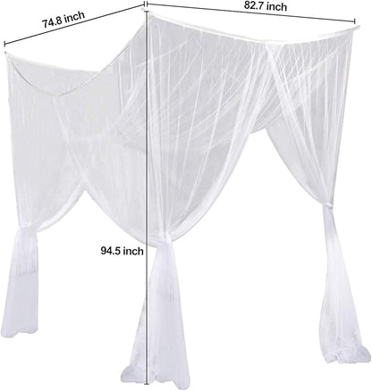 AIFUSI Mosquito Net, King Size Four Corner Post Curtains Bed Canopy for Single to Fits All Cribs and Beds for Adult Bedroom, Kids Rooms, Baby Bassinet, Garden, Camping（White）