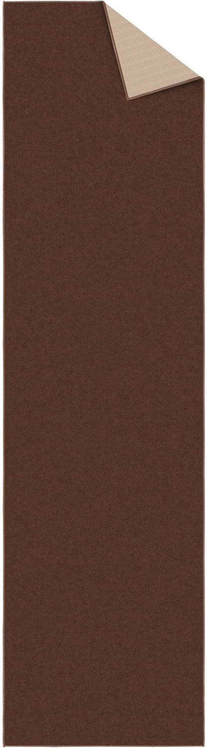 Machine Washable Modern Solid Design Non-Slip Rubberback 3x10 Traditional Runner Rug for Hallway, Kitchen, Bedroom, Living Room, 2'7" x 9'10", Brown