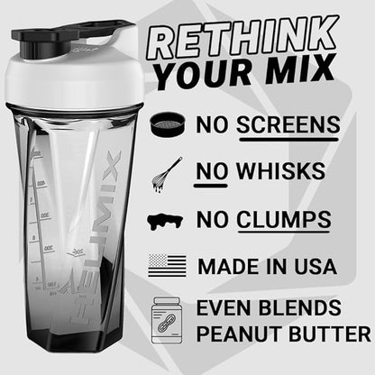 HELIMIX 2.0 Vortex Blender Shaker Bottle Holds upto 28oz | No Blending Ball or Whisk | USA Made | Portable Pre Workout Whey Protein Drink Shaker Cup | Mixes Cocktails Smoothies Shakes | Top Rack Safe