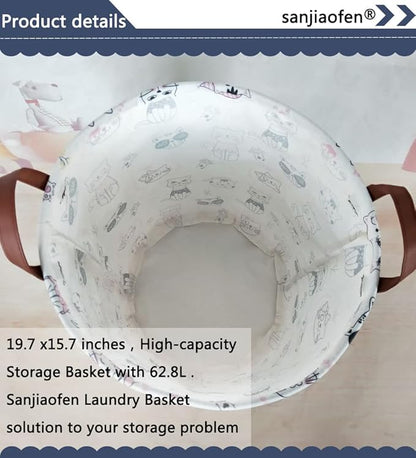 Pink laundry basket,Pink Girls Hamper,Cat laundry Basket,Girls Hamper for Kids Room Decor,Pink Clothes Hamper,Toy Organizer,Gift Hamper(Pink Cat) …