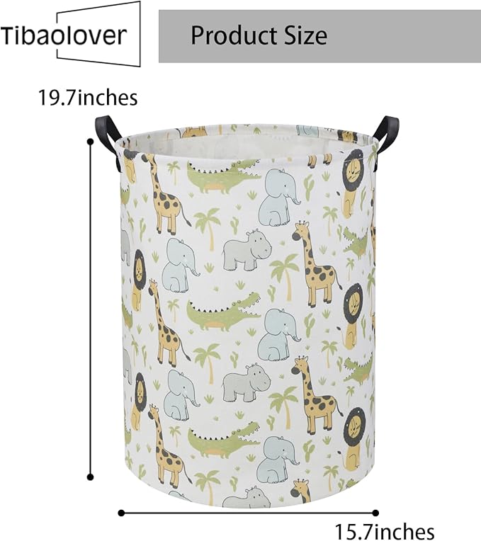 Animal Baby Laundry Basket Baby Hamper Kids Hamper Basket Toy Storage Bin for Boys Room Decor Baby Nursery Hamper Gift Baskets for Bedroom Bathroom(Green Animal)
