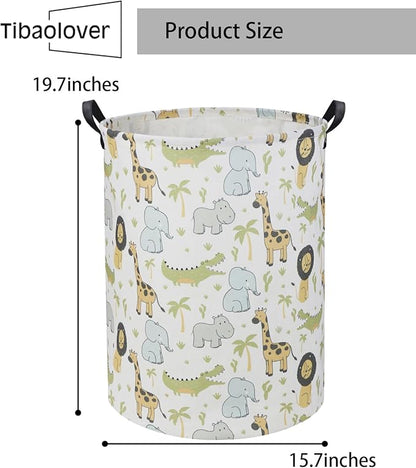 Animal Baby Laundry Basket Baby Hamper Kids Hamper Basket Toy Storage Bin for Boys Room Decor Baby Nursery Hamper Gift Baskets for Bedroom Bathroom(Green Animal)