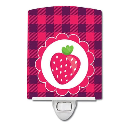 Caroline's Treasures BB7105CNL Stawberry Ceramic Night Light Compact, UL-Certified, Ideal for Bedroom, Bathroom, Nursery, Hallway, Kitchen, 6x4x3, Multicolor