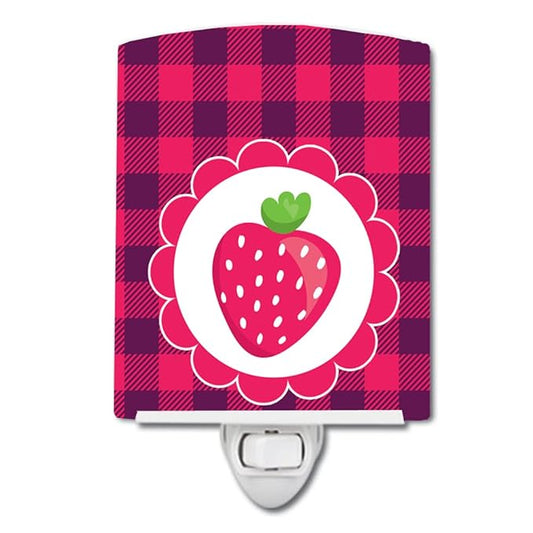 Caroline's Treasures BB7105CNL Stawberry Ceramic Night Light Compact, UL-Certified, Ideal for Bedroom, Bathroom, Nursery, Hallway, Kitchen, 6x4x3, Multicolor