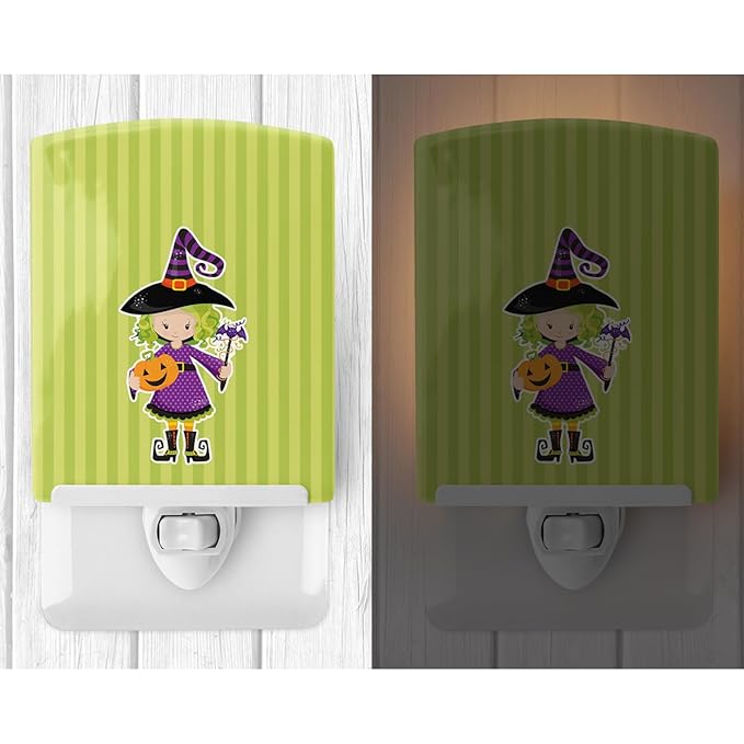 Caroline's Treasures BB9155CNL Halloween Witch #2 Ceramic Night Light Compact, UL-Certified, Ideal for Bedroom, Bathroom, Nursery, Hallway, Kitchen, 6x4x3, Multicolor